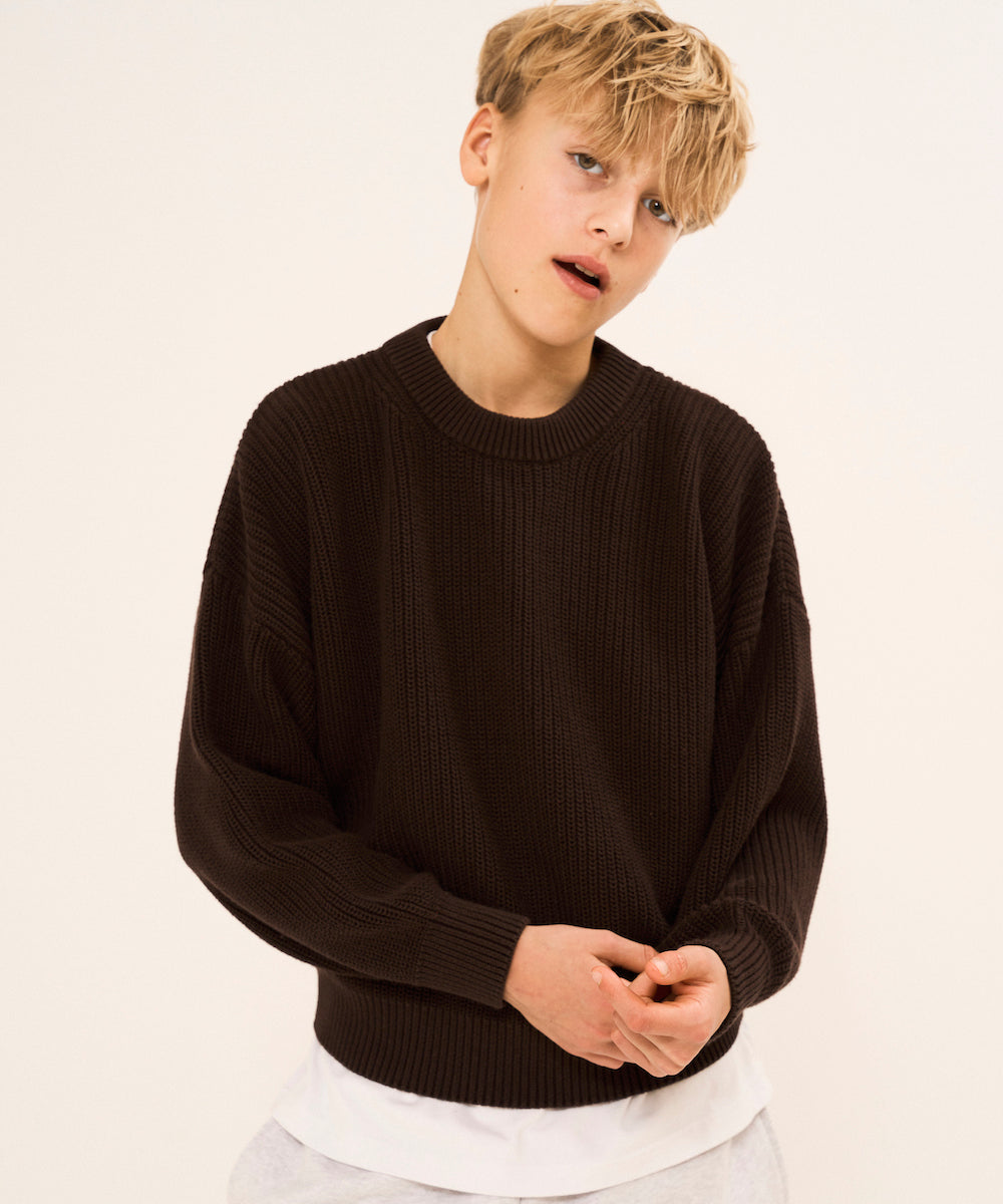 Ellis O-Neck Sweater 0002 Chocolate Brown