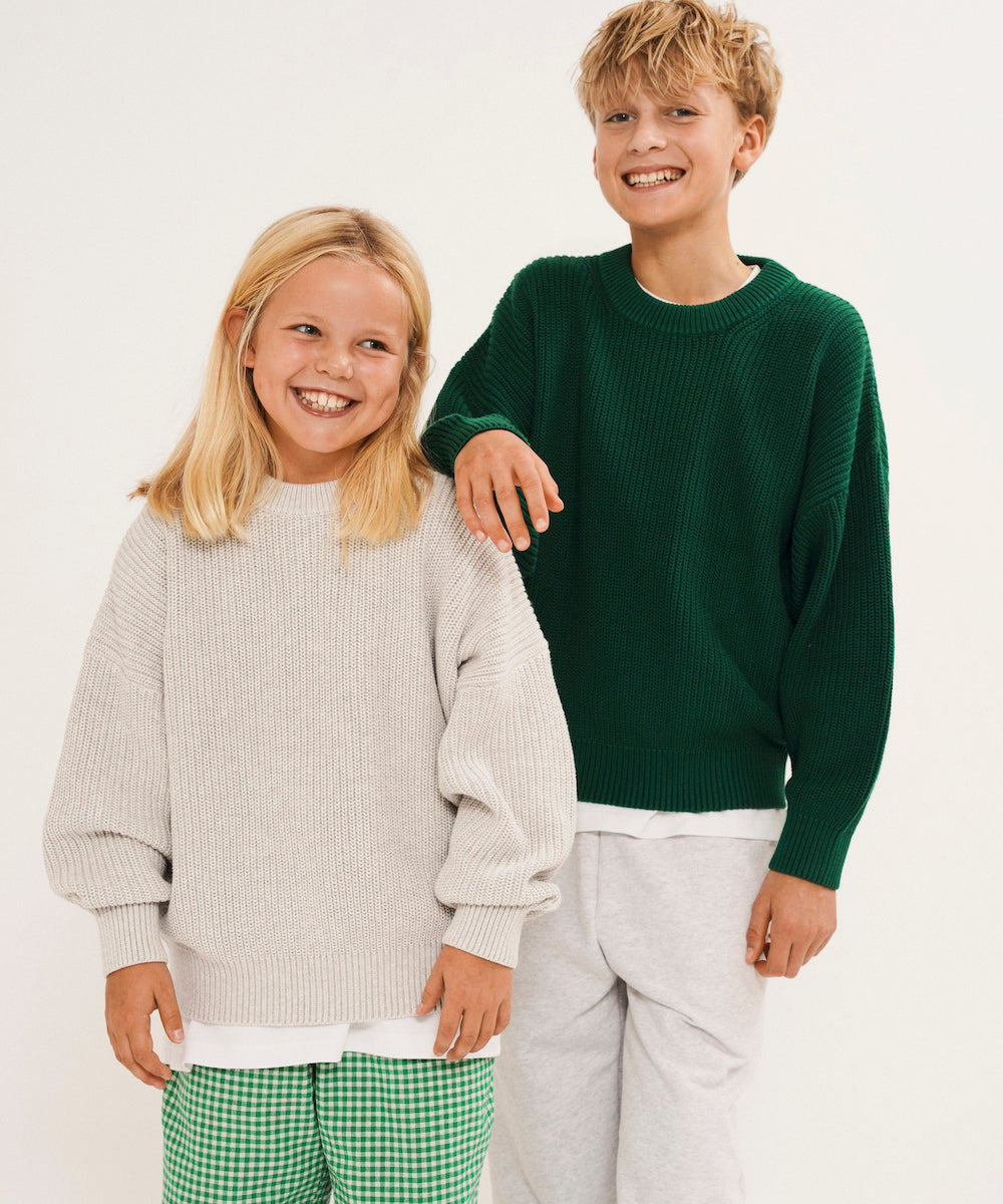 Ellis O-Neck Sweater 0002 Light Gray Mel
